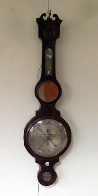 Lot 659 - A Regency mahogany barometer and thermometer...