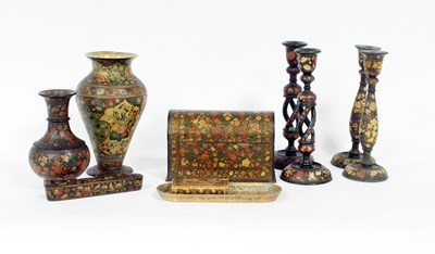 Lot 713 - A quantity of Kashmiri ware, including two...