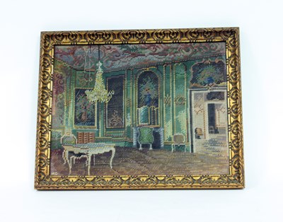 Lot 727 - A needlework picture of the Hall of Mirrors,...