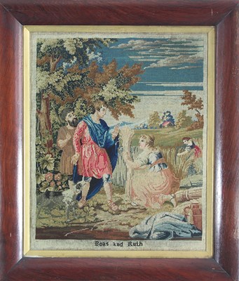 Lot 730 - A 19th Century needlework panel depicting Boaz...