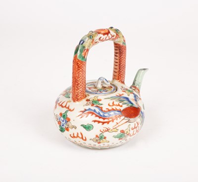 Lot 5 - A Chinese Wucai glazed teapot