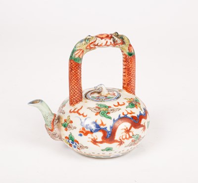 Lot 5 - A Chinese Wucai glazed teapot