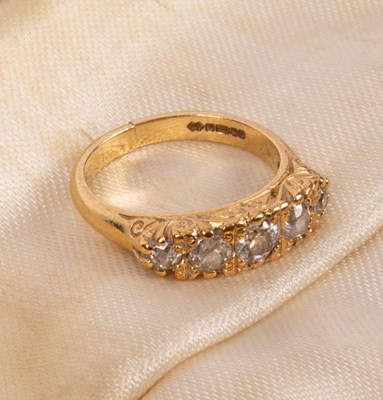 Lot 61 - An 18ct yellow gold and diamond five-stone ring