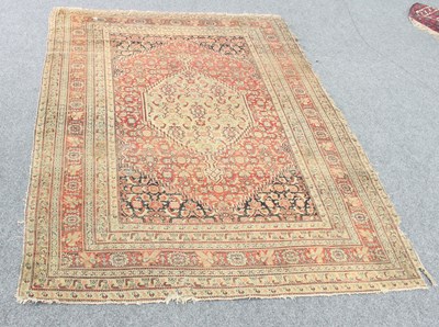 Lot 16 - A Feraghan prayer rug with geometric field and...