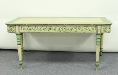 Lot 34 - A George III D-shaped table on turned tapering...