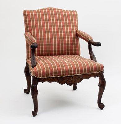 Lot 41 - A George III carved mahogany and upholstered...