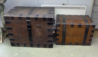 Lot 68 - Two silver chests, iron bound, 73cm and 85cm...