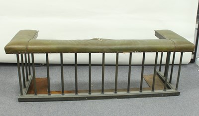 Lot 70 - An iron and leather club fender, 163cm...