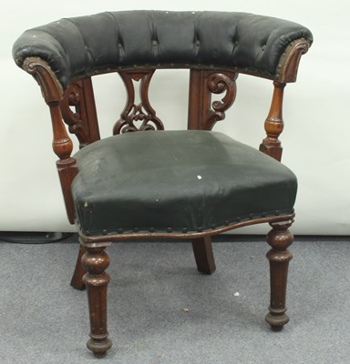 Lot 80 - A Victorian button upholstered library chair...