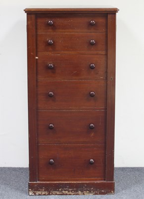 Lot 87 - A mahogany Wellington chest of six drawers...