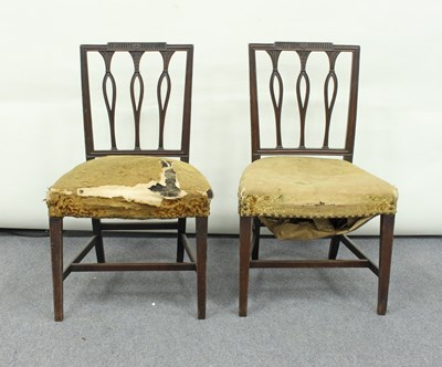 Lot 94 - A pair of George III mahogany dining chairs...