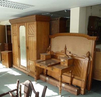 Lot 104 - A Victorian pitch-pine bedroom suite,...