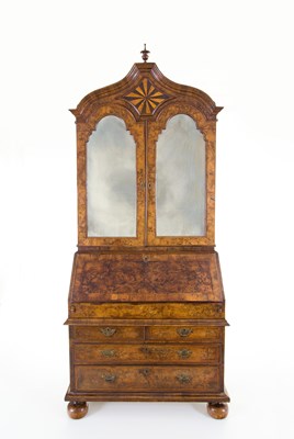 Lot 119 - An early 18th Century walnut bureau bookcase,...