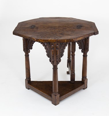 Lot 139 - A fine early 17th Century burr oak credence...