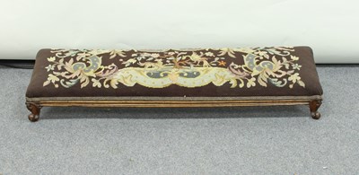 Lot 148 - A carved walnut framed footstool with...