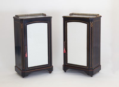 Lot 159 - A pair of Victorian ebonised and inlaid...