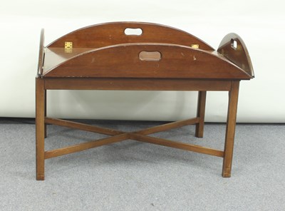 Lot 161 - A butler's mahogany tray/coffee table, the...