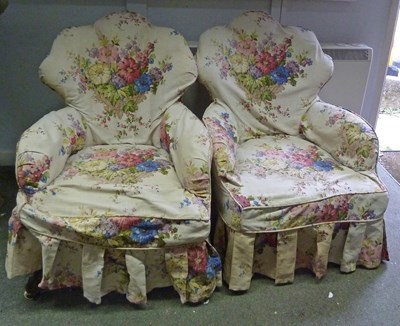 Lot 184 - A pair of 19th Century walnut tub shaped...