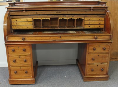 Lot 195 - An early Victorian mahogany cylinder bureau...