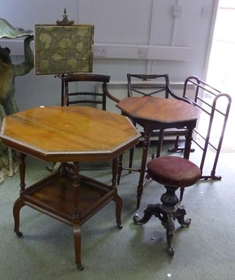 Lot 198 - An Edwardian octagonal walnut table, 76cm wide,...