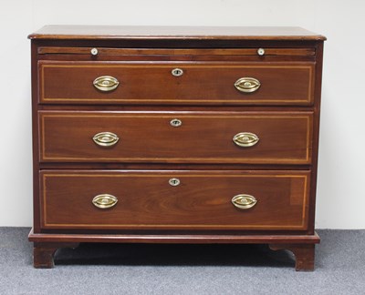 Lot 205 - A George III mahogany chest, cross-banded in...