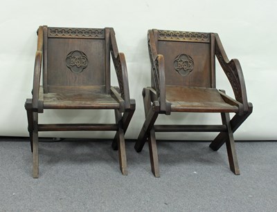 Lot 210 - A pair of late 19th Century Glastonbury oak...