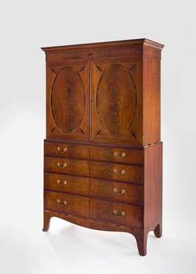 Lot 223 - A George III mahogany linen press with four...