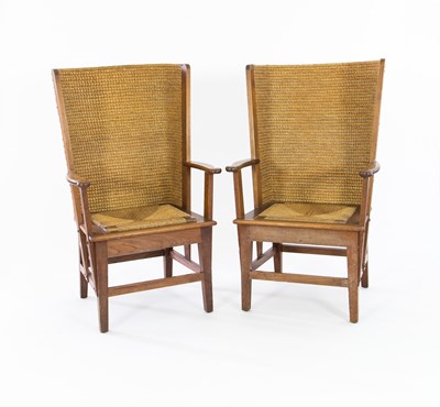 Lot 227 - A pair of Orkney chairs, with oak frames,...