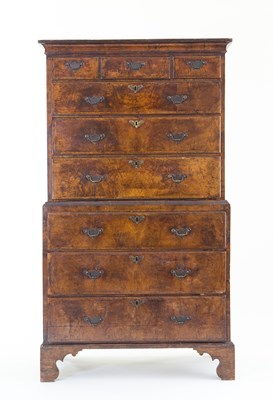 Lot 261 - A George II walnut chest-on-chest, the top...