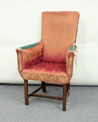 Lot 262 - An upholstered armchair on square chamfered...