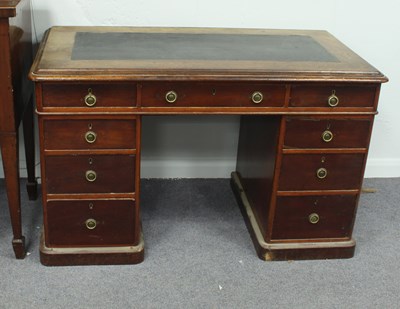 Lot 273 - A late 19th Century mahogany pedestal desk...