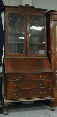 Lot 274 - An Edwardian mahogany bureau bookcase, 91.5cm...