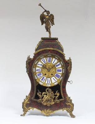 Lot 327 - A boulle work mantel clock, surmounted by a...