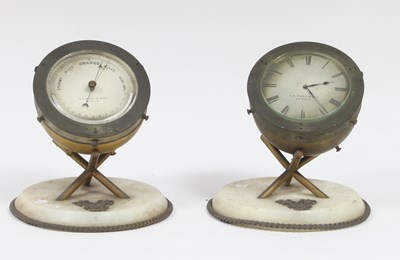 Lot 329 - A table clock and table barometer, T A Austin...