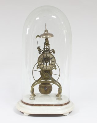 Lot 336 - A 19th Century gilt brass skeleton clock, the...