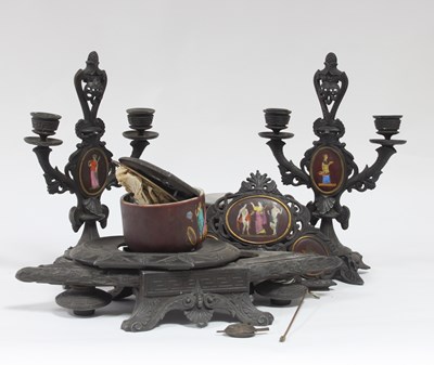 Lot 338 - A late 19th Century spelter and porcelain...