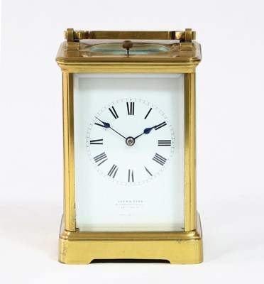 Lot 342 - A gilt brass hour-repeat carriage clock, the...