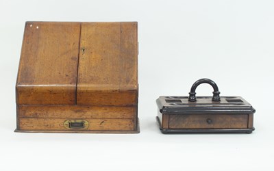 Lot 362 - An Edwardian oak stationery box, embossed by...