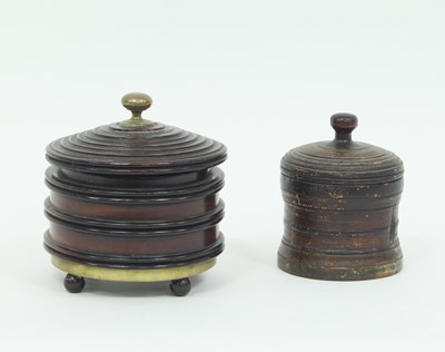 Lot 376 - A late 18th Century turned wood tobacco jar,...