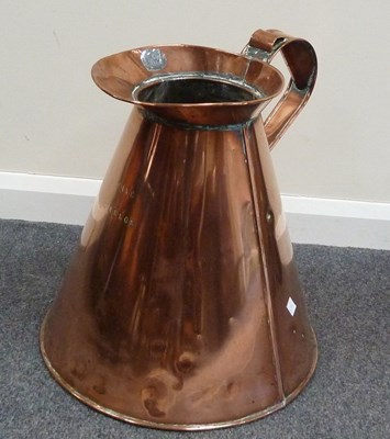 Lot 394 - A large copper five gallon measure, 46cm high