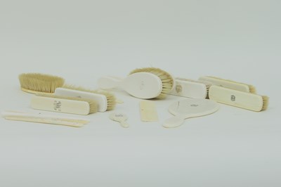 Lot 401 - Sundry ivory backed clothes brushes, hand...