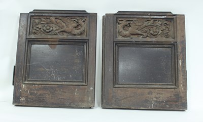 Lot 415 - Two oak doors with carved frieze