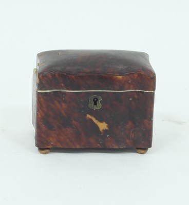 Lot 425 - A small tortoiseshell tea caddy of serpentine...