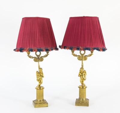 Lot 432 - A pair of ormolu Louis XVI style two-branch...