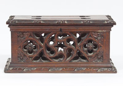 Lot 438 - A 19th Century oak table letterbox, the top...