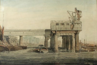 Lot 504 - Q B Klein/Port Scene, possibly London/signed...