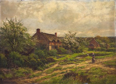 Lot 598 - David Bates (British 1840-1921)/Cottage on a...