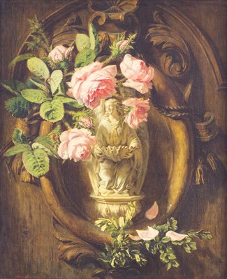 Lot 624 - Simon Saint-Jean/Still Life of Roses on a...