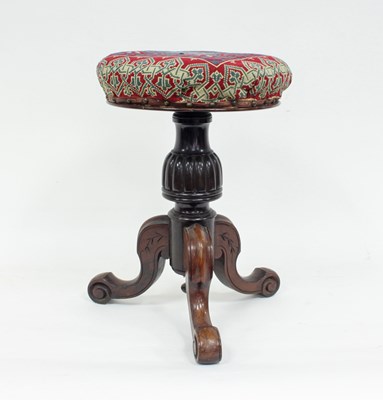 Lot 739 - A Victorian mahogany piano stool with circular...