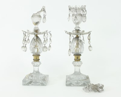 Lot 752 - A pair of early 19th Century cut glass lustre...